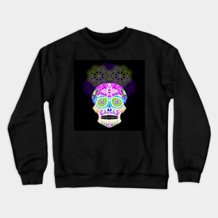 ñanduti night light ecopop skeleton catrina head in street graffiti style artsy 2 Crewneck Sweatshirt